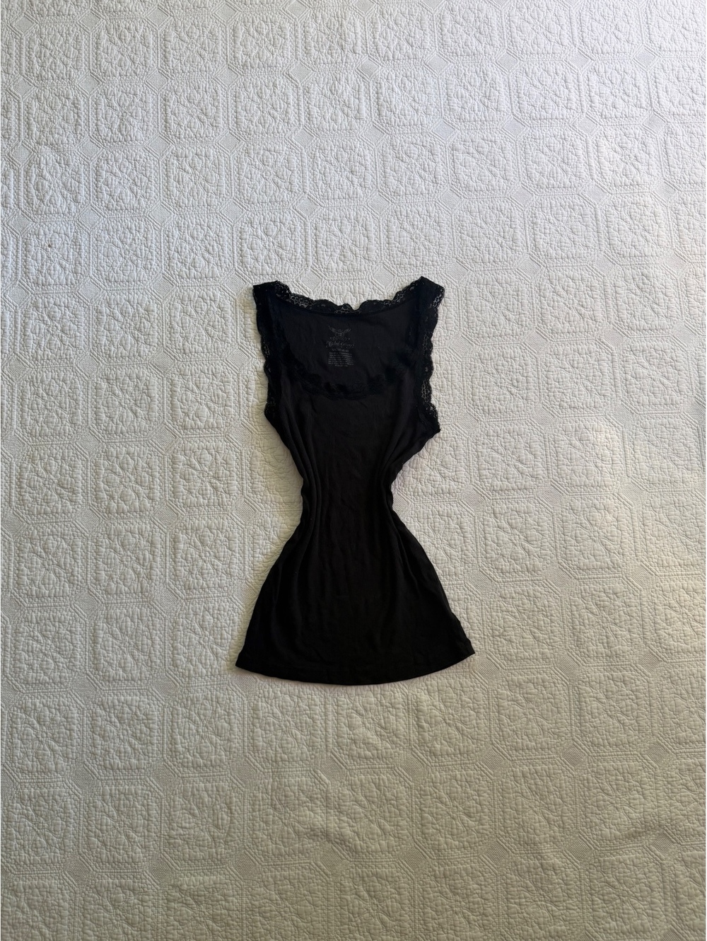 Vintage Y2K faded glory  Ribbed Tank Top with Lace Trim